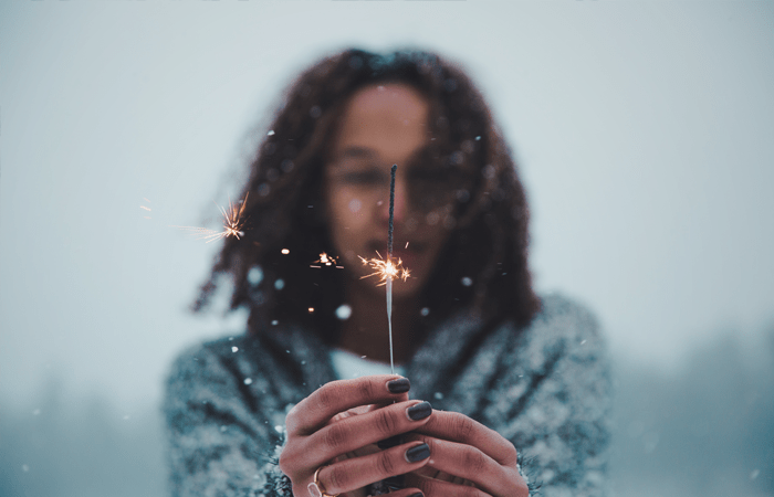 Image of student with sparkler