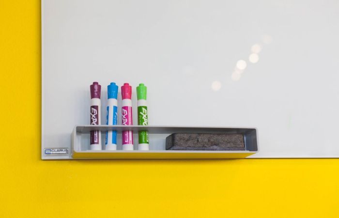 white board with markers