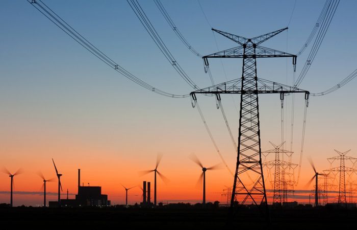 pylons in a sunset